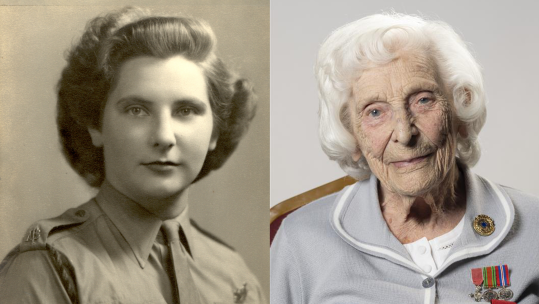  Betty Webb in 1945 and 2024 CREDIT Blechley Park 