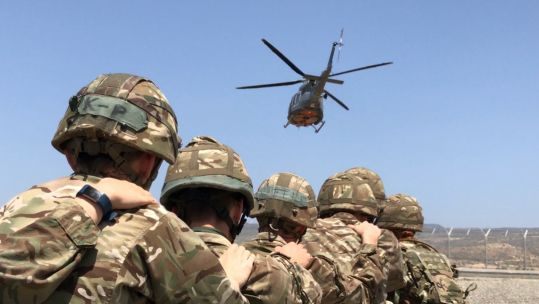 Cadets from Northern Ireland doing a mock exercise in Cyprus