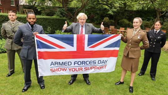 Boris Johnson Armed Forces Day 2021 Reception Downing Street 240621 CREDIT No 10 Downing Street