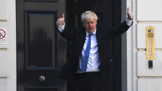Boris Johnson outside Conservative Party HQ