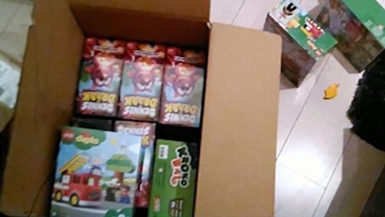 Box of toys used during ex-Royal Marines' crime