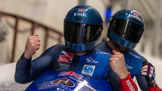 Brad Hall and Royal Marine Taylor Lawrence winning World Cup Silver 151224 CREDIT Viesturs Lacis IBSF