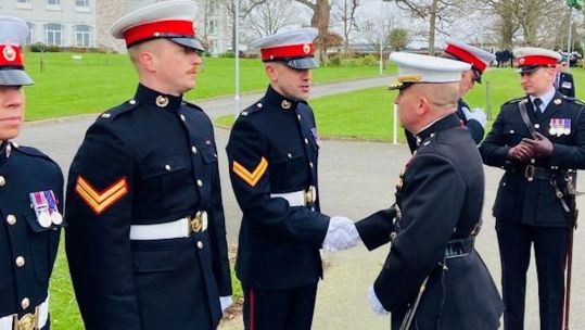 US Marine Corps Brigadier General Farrell J. Sullivan visited Royal Marines at King’s Squad (Picture: UK Defence Staff in US).