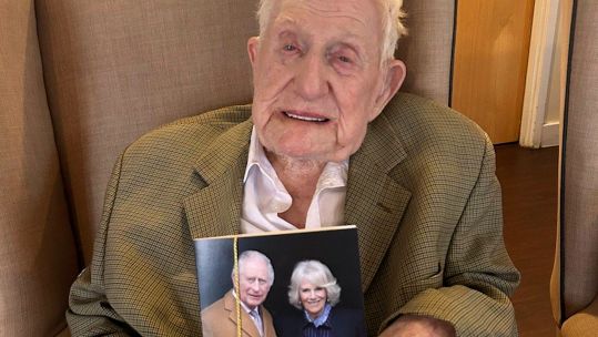 Britain's oldest man and veteran Donald Rose celebrating his 110th birthday
