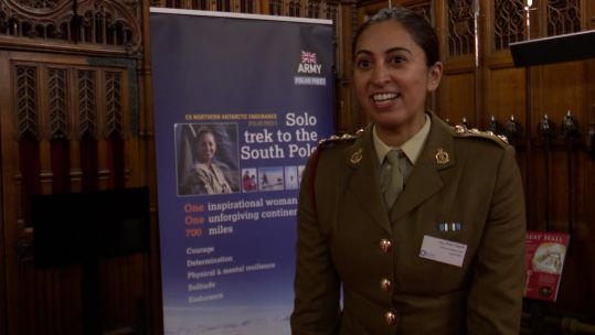 British Army Captian 'Polar' Preet Chandi speaking at a special event at Edinburgh Castle 
