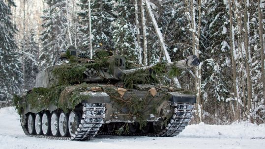 British Army Challenger 2 tank during Exercise Winter Camp in Estonia