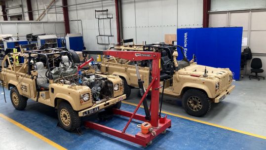 British Army Land Rovers in a trial to test electric power on UK military vehicles (Picture: Babcock)