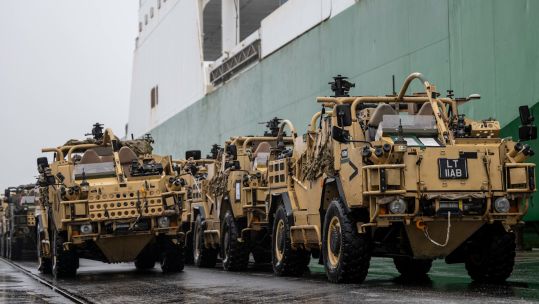 British Army high mobility Jackal vehicles on route to Poland for Exercise Steadfast Defender 14022024 CREDIT MOD
