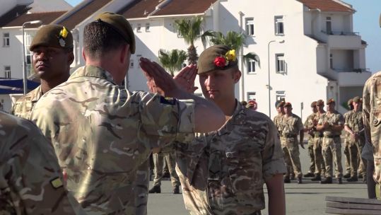 British Army personnel taking part in Minden Day celebrations in Cyprus