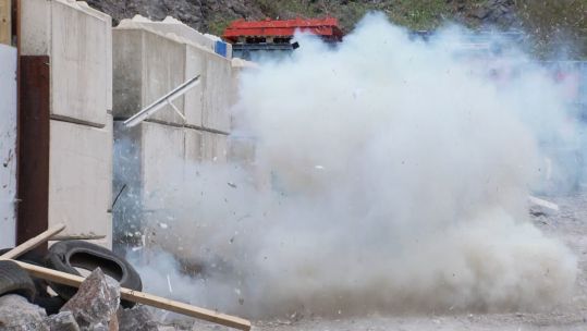 British Army's elite force, the Ranger Regiment has been practising the art of breaching at a disused quarry in Somerset 30102023 CREDIT BFBS