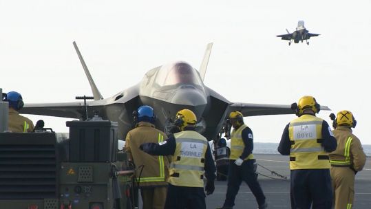 British F-35Bs on HMS Queen Elizabeth 181019 CREDIT BFBS
