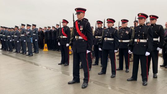 British Military mark end of Falklands War Credit BFBS 140619