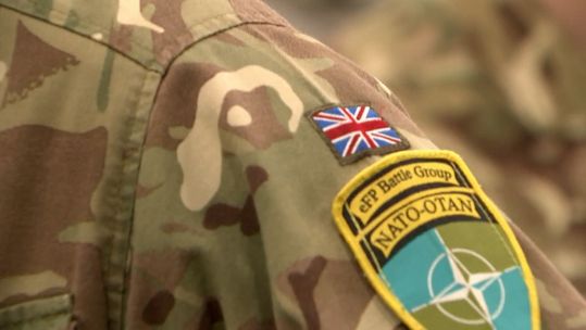 Nearly 1,000 British soldiers are currently deployed in Estonia and Poland under Operation Cabrit (Picture: ITN Pool) 
