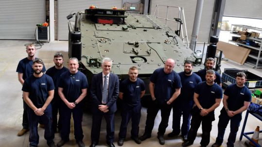 Minister of State for the Ministry of Defence, James Cartlidge visited the factory in Stockport where the Boxer vehicles are being built (Picture: MOD).