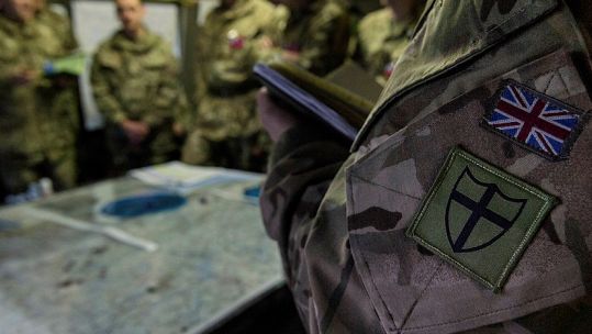 British soldiers from 8 Engineer Brigade during the planning phase in the operations room during Exercise Citadel Guibert 18 (Picture: MOD).
