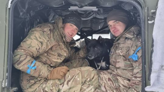 British troops reunite Estonian dog with owner 08022022 CREDIT NATO Battlegroup Estonia