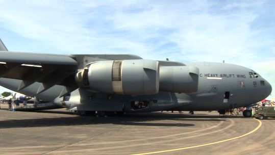 C-17 shared by 12 nations is seen at RIAT for the first time.