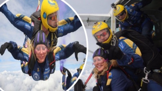 Carol Vorderman takes the plunge in a skydive with The Tigers