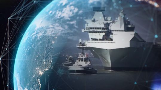 CGI image of earth, space and HMS Queen Elizabeth