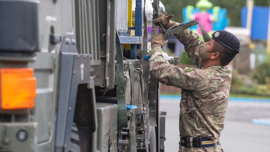 A soldier assisting coronavirus efforts in Liverpool (Picture: MOD).