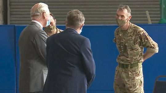 Prince Charles thanks personnel for their work in Op Rescript in Merthyr Tydfil.