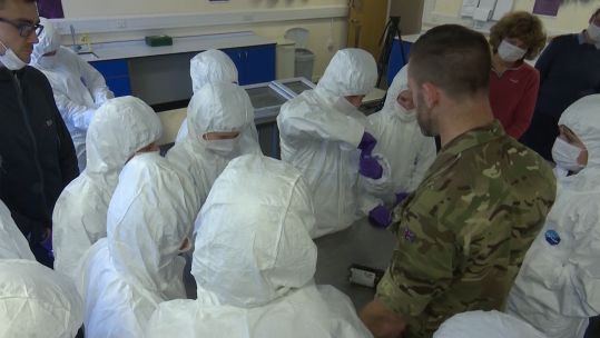 The children were - under careful supervision - allowed to try out some of the kit.