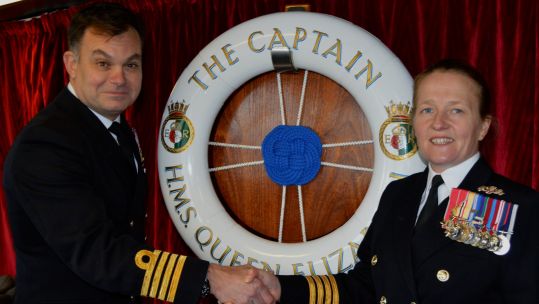 Captain Claire Thompson taking over as Captain of HMS Queen Elizabeth 101224 CREDIT HMS QE X