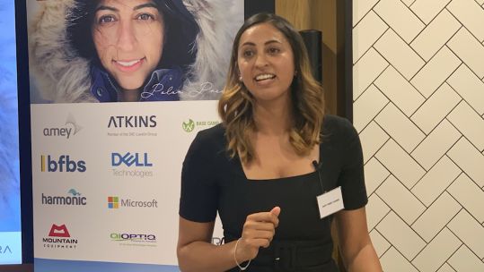 Captain Harpreet Chandi at the launch of her Antarctic expedition 