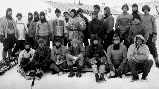 Captain Robert Falcon Scott RN (centre, wearing balaclava) and members of the ill-fated British expedition to Antarctica (Picture: PA).