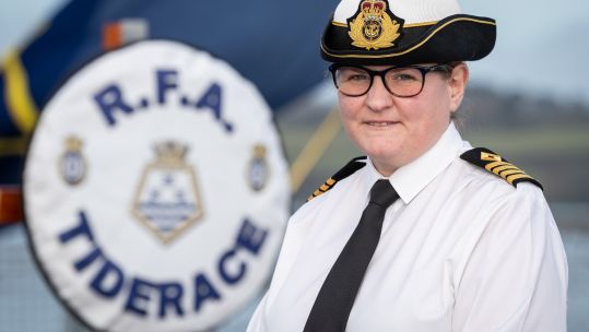 Captain Susan Cloggie-Holden becomes Commanding Officer of RFA Tiderace and first female commanding officer in the 116-year history of the Royal Fleet Auxiliary (RFA) 030221 CREDIT MOD .jpg