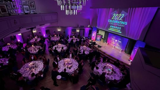 Celebrating Forces Families Awards 2022 wide shot of tables CREDIT BFBS