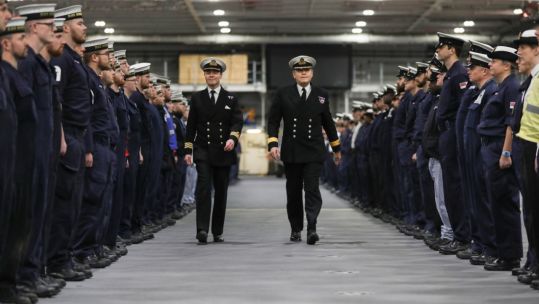 Ceremony for new HMS Queen Elizabeth Captain Angus Essenhigh 140120 CREDIT ROYAL NAVY