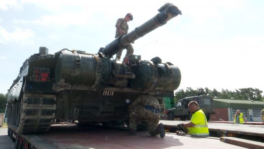 Challenger 2 tanks stored in Sennelager and being sent to Poland 05072022 CREDIT BFBS.jpg