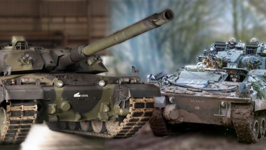 Challenger 3, left, and Warrior vehicles (Pictures: RBSL and MOD).