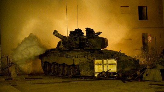 A Challenger 2 main battle tank during Exercise Urban Warrior