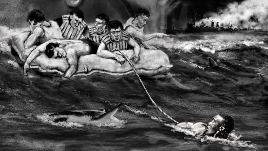 Charles Jackson French swims sailors to safety after USS Gregory sank in September 1942 CREDIT US Navy