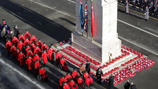 Cover image: Chelsea Pensioners march past the Cenotaph on Remembrance Sunday last year (Picture: MOD).