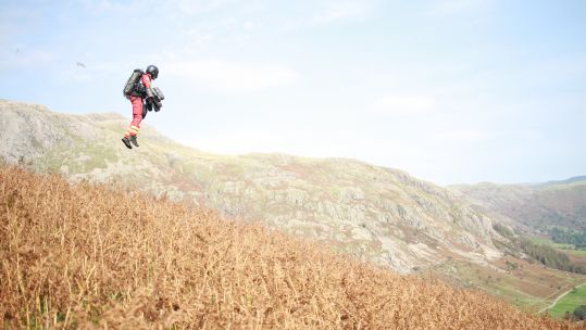 Chief Test Pilot Richard Browning flying in Jet Suit during casualty test in the Lake District 250920 CREDIT Great North Air Ambulance Service .JPG