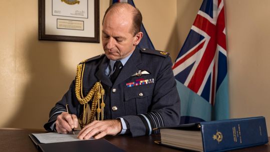 Chief of Air Staff Air Chief Marshal Sir Michael Wigston formally signed The King's Regulations 27012023 CREDIT Royal Air Force.jpg