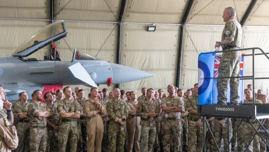 Chief of Air Staff, Air Chief Marshal Sir Rich Knighton visits 140 Expeditionary Air Wing on Op BILOXI, Romania 080724 CREDIT Chief of Joint Operations X