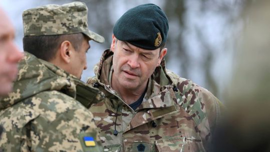 Chief of the General Staff, General Sir Patrick Sanders, talking with Ukrainian personnel 20022023 CREDIT MOD.jpg