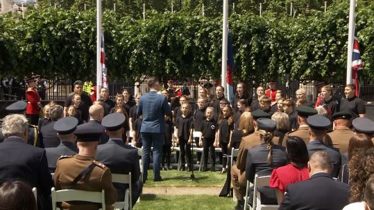 Children of serving military personnel and veterans at an even at the House of Commons