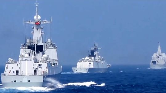 Chinese ships sailing in formation 231024 CREDIT PLA