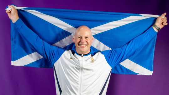 Chris Sherrington with Scottish Flag Date UNKNOWN Credit Jeff Holmes for Team Scotland.jpg