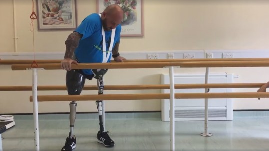Rick Clement Tests Out His New Legs