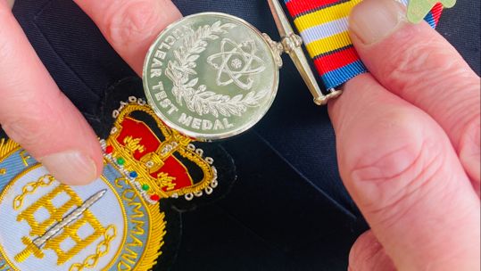 Close-up view of a veterans nuclear test medal 01102023 CREDIT BFBS.jpg