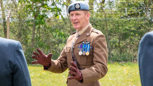 Colonel Tim Peake speaks to helicopter aircrew during their graduation at 9AAC RAF Shawbury (Picture: RAF).
