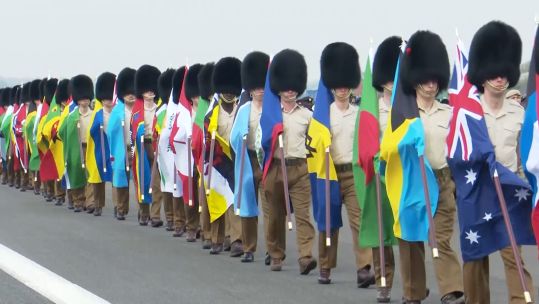 Commonwealth troops preparing to take part in King Charles' coronation