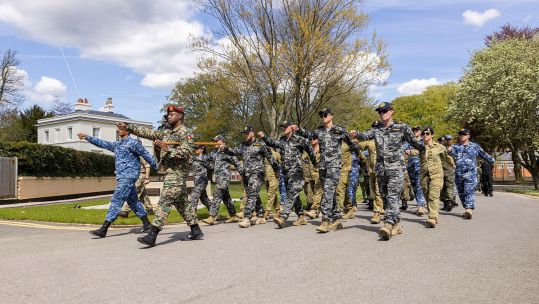 Commonwealth troops rehearse for coronation at Sandhurst