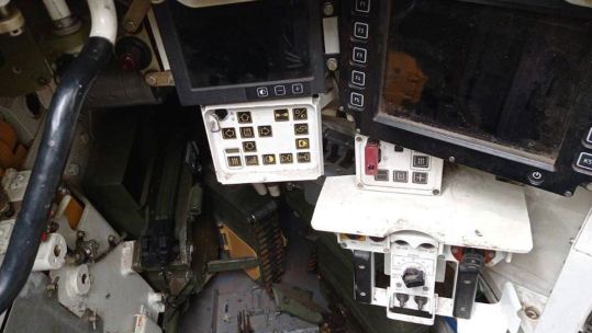 Control deck inside a Russian T-90M battle tank